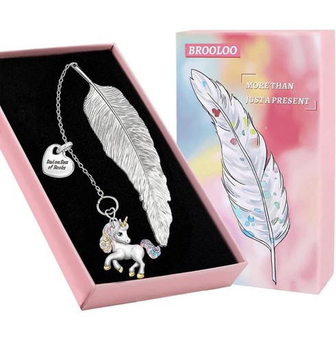 Bookmark feather metal unicorn - feather,