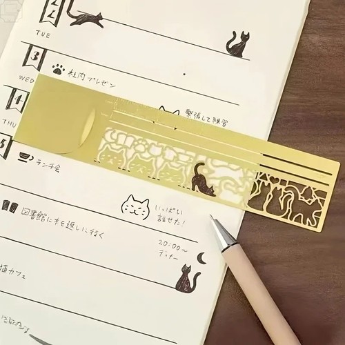 Cat metal bookmark ruler - cat,