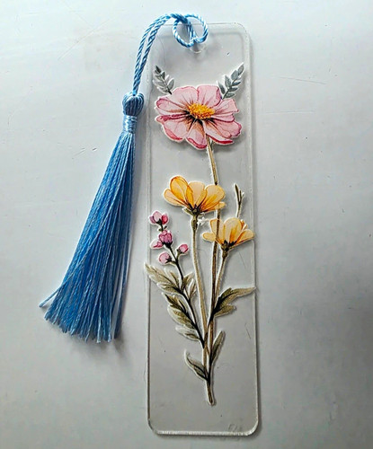 Floral bookmark with blue - bookmark,