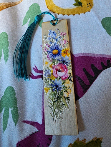Floral wooden bookmark with - floral,