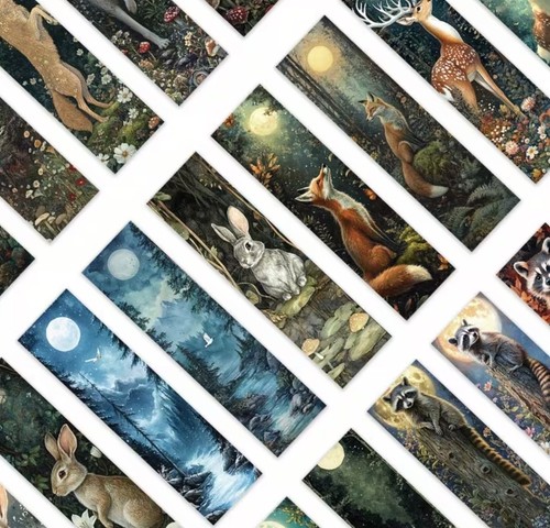 Bookmarks moonlight forest - bookmarks,