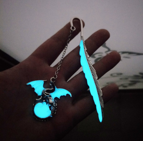 Dragon bookmark feather metal - dragon,