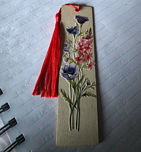 Floral wooden bookmark with - floral,