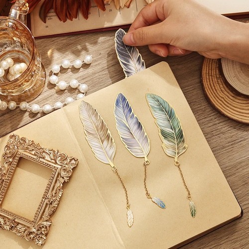 Bookmark feather metal - metal, aurora