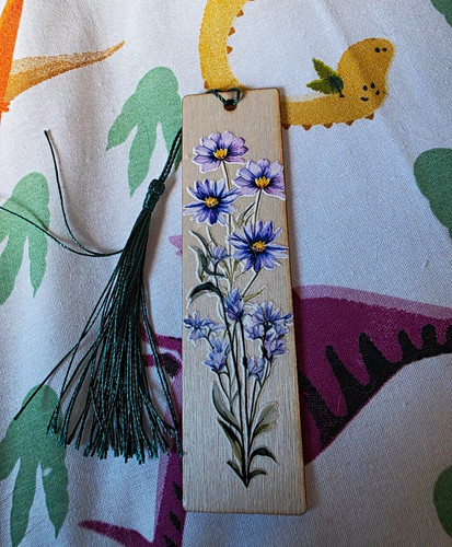 Floral wooden bookmark with - floral,