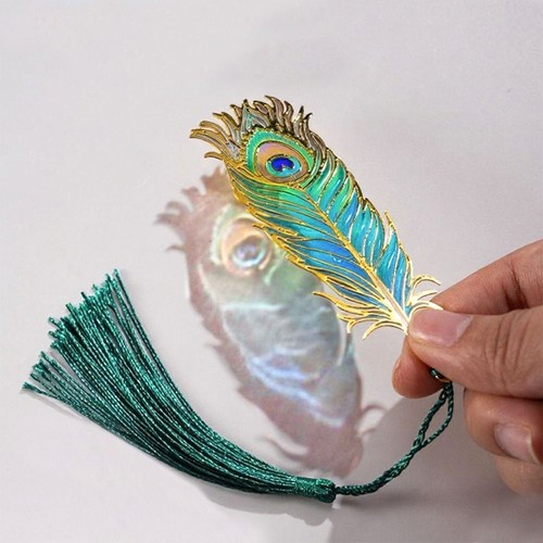 Metal peacock feather - peacock, bookmark
