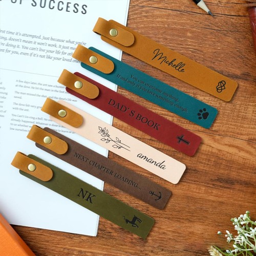 Personalized leather bookmark - personalized,