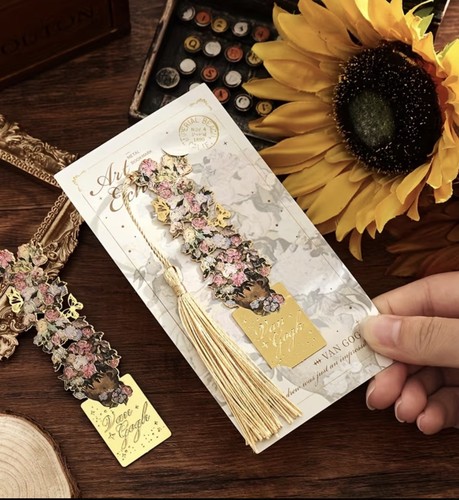 Bookmark feather rose metal - rose,