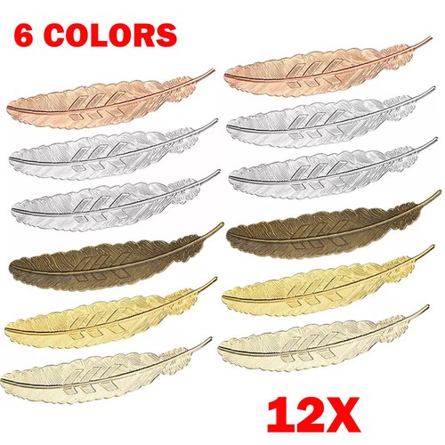 12pack metal feather - metal, bookmarks