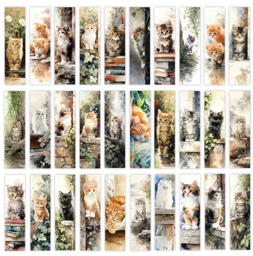 Watercolour kitten bookmarks - watercolour,