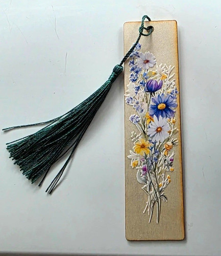 Floral wooden bookmark with - bookmark,