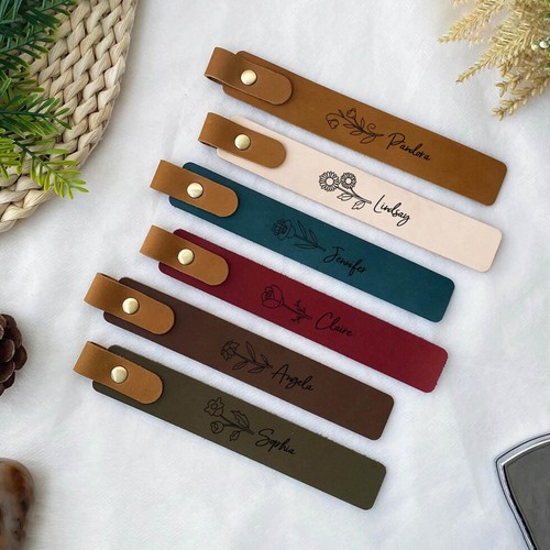 Personalized leather bookmark - personalized,