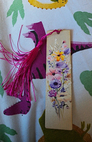 Floral wooden bookmark - wooden, with