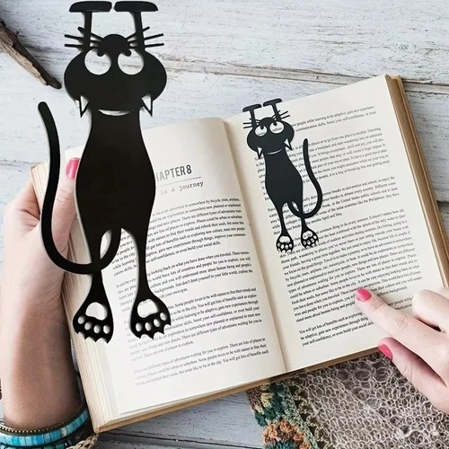 Black cat bookmarks - black,